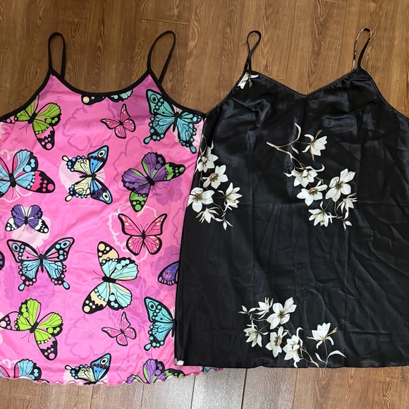 Temu Other - Women’s Gowns (2) from Temu - Pink Butterfly and Black Floral - Size 14/16 (2XL)